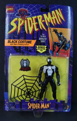 1996 BLACK COSTUME SPIDER-MAN Animated Series Action Figure - Image 1 of 4