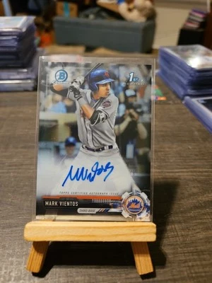 2017 BOWMAN CHROME DRAFT MARK VIENTOS CDA-MV 1ST PROSPECT AUTO NEW YORK METS - Image 1 of 2