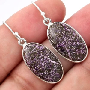 Natürlicher Purpurit - Südafrika 925 Sterling Silber Ohrringe Schmuck E-1001 - Bild 1 von 5