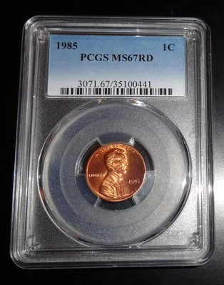 1985 Lincoln Cent PCGS MS67RD High Grade Uncirculated Red Memmorial Coin - Image 1 of 2