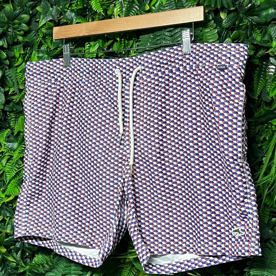 Bañador Le Shark Hombre Grande Rojo Azul Estampado Geométrico Pantalones Cortos Secado Rápido 2913 Foto 1 de 4