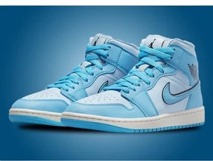Nike Air Jordan 1 Mid SE 'Ice Blue' Sail Black DV1302-400 Women's 8.5 NIB - Picture 1 of 8