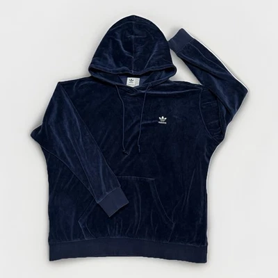 Adidas Hoodie Navy Blue Size 1X Women's Front Pocket Long Sleeve Velvet - Image 1 of 4