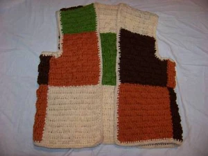WOMENS VINTAGE MOD CROCHET BLOCK VEST JACKET SM MED - Picture 1 of 1