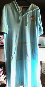 QUACKER FACTORY BLUE POOL BEACH TERRY COVER-UP UMBRELLA DESIGN Sz Medium - Picture 1 of 9