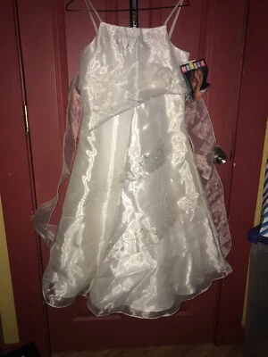 Girls 7-16 Communion Dress Easter White Sprakle New With Tags Sears - Photo 1/4