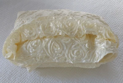 Large Ivory Satin Rosette 3D Tablecloth Bridal Shower Fabric 112x122" - Image 1 of 4