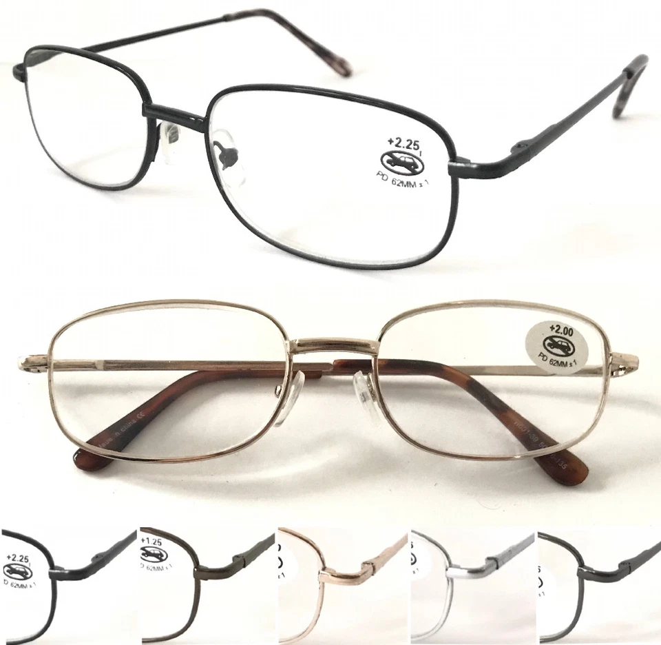 Unisex Metal Frame Reading Glasses +0.5~+4.0 Spring Hinges Classic Style L39 - image 1 of 1
