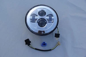7" SILVER PROJECTOR LED HEADLIGHT HEAD LAMP HARLEY DAVIDSON FLST FXST FLHTC - Picture 1 of 4