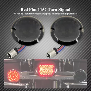 Red 3 1/4" F&R 1157 LED Flat Lens Running Turn Signal Light Fit For Harley 86-23 - Foto 1 di 20