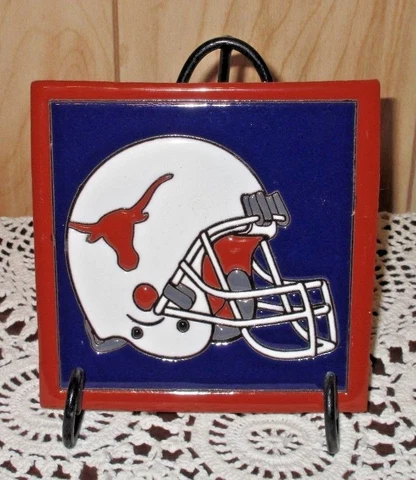 University of Texas UT Longhorns Football NCAA Talavera Pottery Plaque w/ Stand Cover