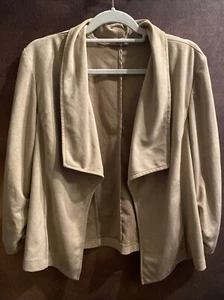 Roz & Ali L Moleskin Drape Front Jacket Shirt Tan Ruched Sleeves 🧡 - Picture 1 of 10