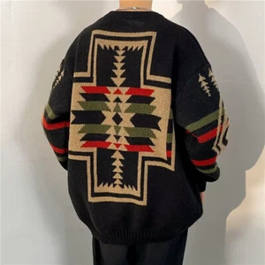 Suéter L/S Tribal Azteca Nativo Americano Suroeste Chimayo De Gran Tamaño - Imagen 1 de 13