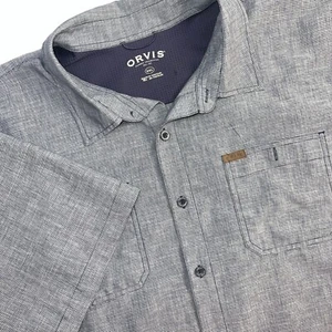Camicia Orvis Collezione Classica Uomo XXL Blu Bottoni Outdoor Manica Corta - Foto 1 di 7