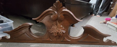 Beautiful Vintage Large Hand Carved Wood Walnut Pine ? Pediment 43"x13" Cover