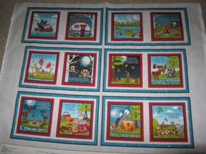 Panel de libros de tela de algodón multicolor Smore's para exteriores animales del bosque/camping - Imagen 1 de 1