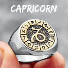 CAPRICORN Constellation Astrology Ring, Stainless Steel, Silver gold, Size 7-13