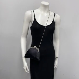 Vintage Judith Leiber Evening Silk Shoulder Bag or Clutch Black Crystals & Jets - Picture 1 of 14