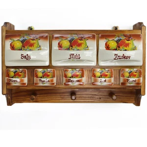 Estante de especias pequeño - estante de cocina para sus especias - estante a granel - madera y cerámica - Imagen 1 de 3