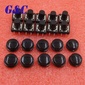 Interruptor de cabeza redonda 10 piezas tapa de botón negro 4 pines DIP 12X12X12 MM - Imagen 1 de 5