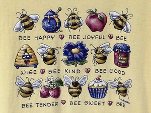 Womens T Shirt 2XL Yellow Bee Kind Top Pullover Flowers Garden Bee Lover Top - Picture 1 of 14