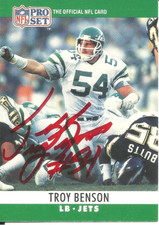 Troy Benson New York Jets/ Pittsburgh Panthers Personally Autographed Card