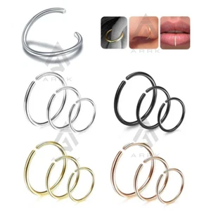 Surgical Steel Nose Ring Lip Nose Rings Cartilage Tragus Helix Ear Piercing Hoop - Picture 1 of 7