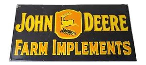 Vintage John Deere Porzellanschild - Farm Implements Traktor Zapfsäule Schild - Bild 1 von 14