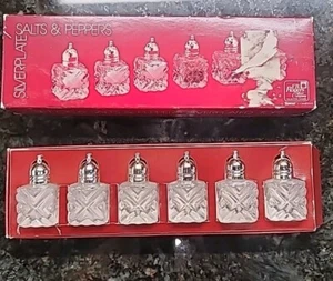F. B. Rogers Silver Co. – 6 Crystal Salt & Pepper Shakers – Silver Plated Caps - Picture 1 of 8