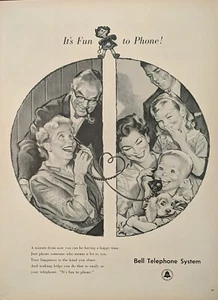 Anuncio impreso de teléfono Bell 1958, es divertido llamar a la abuela y al abuelo - Imagen 1 de 1