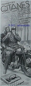 PUBLICITE GITANES CIGARETTES REGIE FRANCAISE L'ETAPE MOTO DE 1932 FRENCH AD PUB - Picture 1 of 1