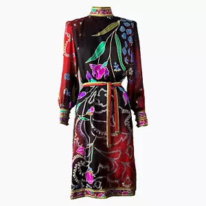 LEONARD PARIS Long Sleeve Silk Dress - Picture 1 of 12