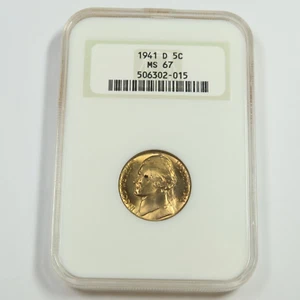 1941 D NGC MS67 - Toned Jefferson Nickel US 5c Coin #50580A - Picture 1 of 2