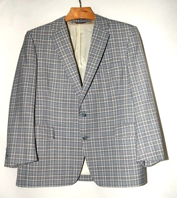 Vtg 80s Jack Nicklaus Hart Schaffner Blue Plaid Sport Coat Jacket Mens 46R - Image 1 of 4