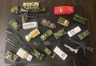 Lot Of 27 Military, Army, Fire Department & Ambulance Toy Vehicles, Soldiers Etc - Image 1 of 4