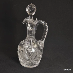 Amerikanische Brillantzeit ABP Schliff Klarglas Cruet Hobstar Fan Facetten 1890-1910 - Bild 1 von 12