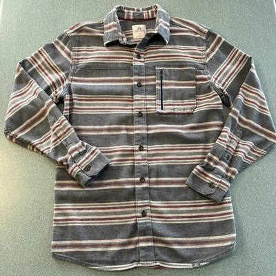 Ascend Shirt Men’s Medium Blue/Beige/Burgundy Striped Long Sleeve Organic Cotton - Image 1 of 4