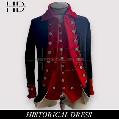 Continental Army Regimental Coat + Vast Revolutionary War Blue with red facings - Image 1 of 4