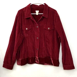 Chaqueta de pana para mujer J. JILL abrigo con botones de terciopelo rojo talla XL alto - Imagen 1 de 6