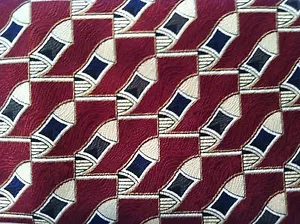Gianfranco Ruffini Tie in Red, Blue, Brown and Cream Geometric Pattern NWOT #273 - Picture 1 of 3