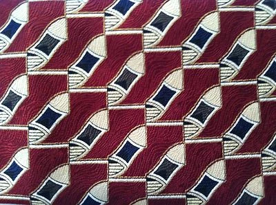 Gianfranco Ruffini Tie in Red, Blue, Brown and Cream Geometric Pattern NWOT #273 - Image 1 of 3