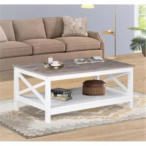 Saint Birch Lambert Modern Farmhouse White Coffee Table - Picture 1 of 7