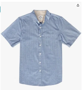 Dubinik Short Sleeve Mens Shirts Button Down 100% Cotton Blue Plaid XL W/Pocket - Picture 1 of 6