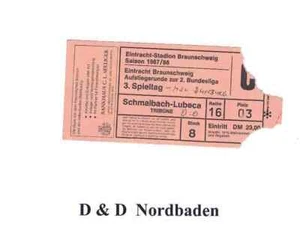 Ticket / Eintrittskarte   87/88   Aufstieg   E. Braunschweig - MSV Duisburg - Bild 1 von 1