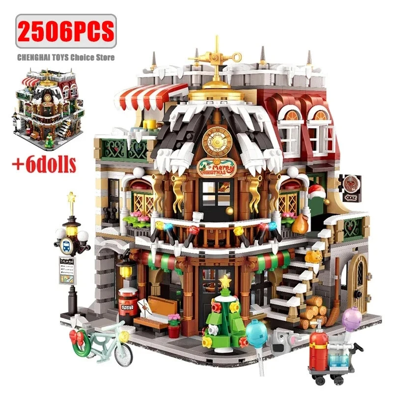 LOZ 1054 2506 piezas conjunto de bloques de construcción mini cafetería de Navidad con vista a la calle de la ciudad Foto 1 de 4