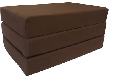 DANFUTON Twin Trifold Foam Beds, Foldable Mats, Cushion Seat 1.8 Density 6x39x75 Brown