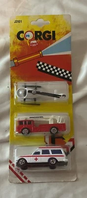 Corgi Rescue Pack Set of 3 Vehicles Police HelicopterFire Engine Ambulance New - Image 1 of 4