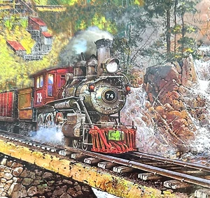 Blaylock Fine Art CMP HTF 750 pc Puzzle Great Train Over Trestle Waterway Water - Picture 1 of 5