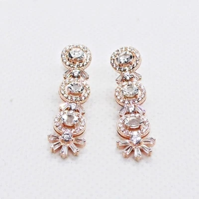 Oval Aquamarin Cubic Zirkonia Ohrstecker 925 Silber 585 Roségold vergoldet - Bild 1 von 4