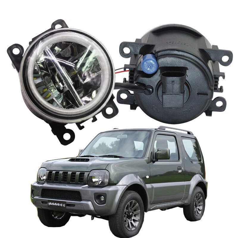LED Fog Light + Angel Eye Rings Daytime Running Lights DRL Fit For Suzuki Jimny - Image 1 of 4